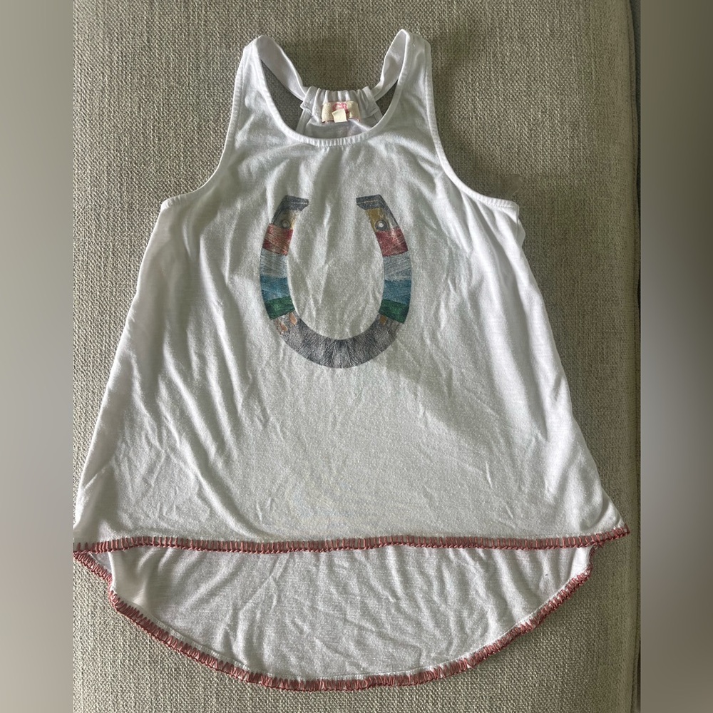 Girls Horse Shoe high low tank top